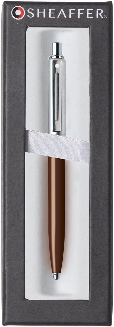 قلم حبر جاف Sheaffer Sentinel، برميل من راتنج حبوب القهوة، غطاء من الكروم، حافة من النيكل