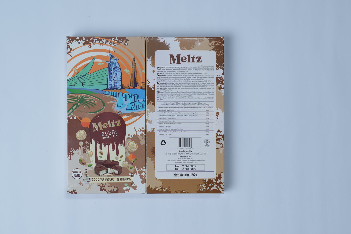 Meltz Dubai Chocolate Coconut Pistachio Knafeh 75g
