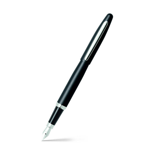 قلم حبر سائل Sheaffer® VFM باللون الأسود غير اللامع مع حواف من الكروم - متوسط
