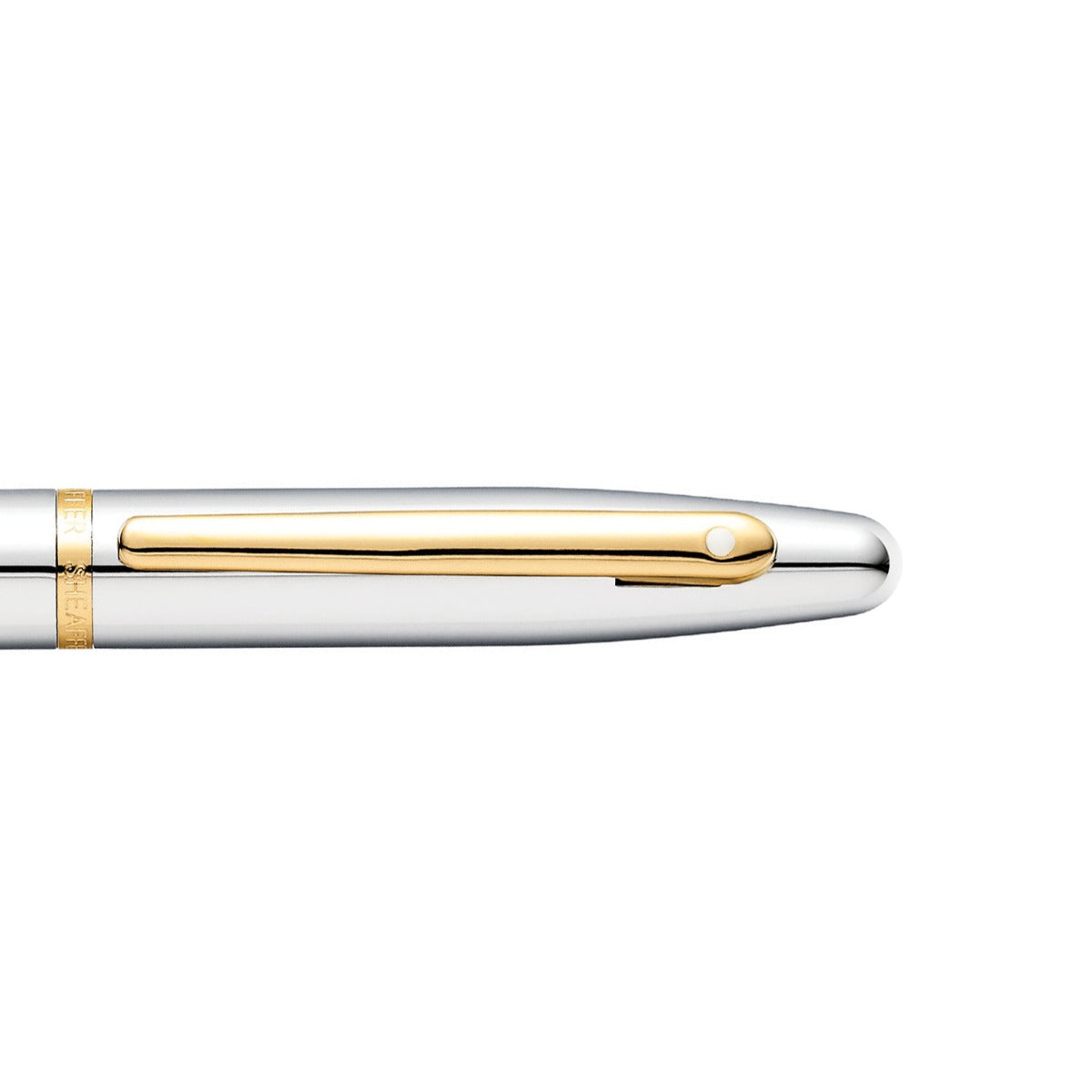 قلم حبر Sheaffer® VFM مصقول بالكروم مع حواف ذهبية - متوسط