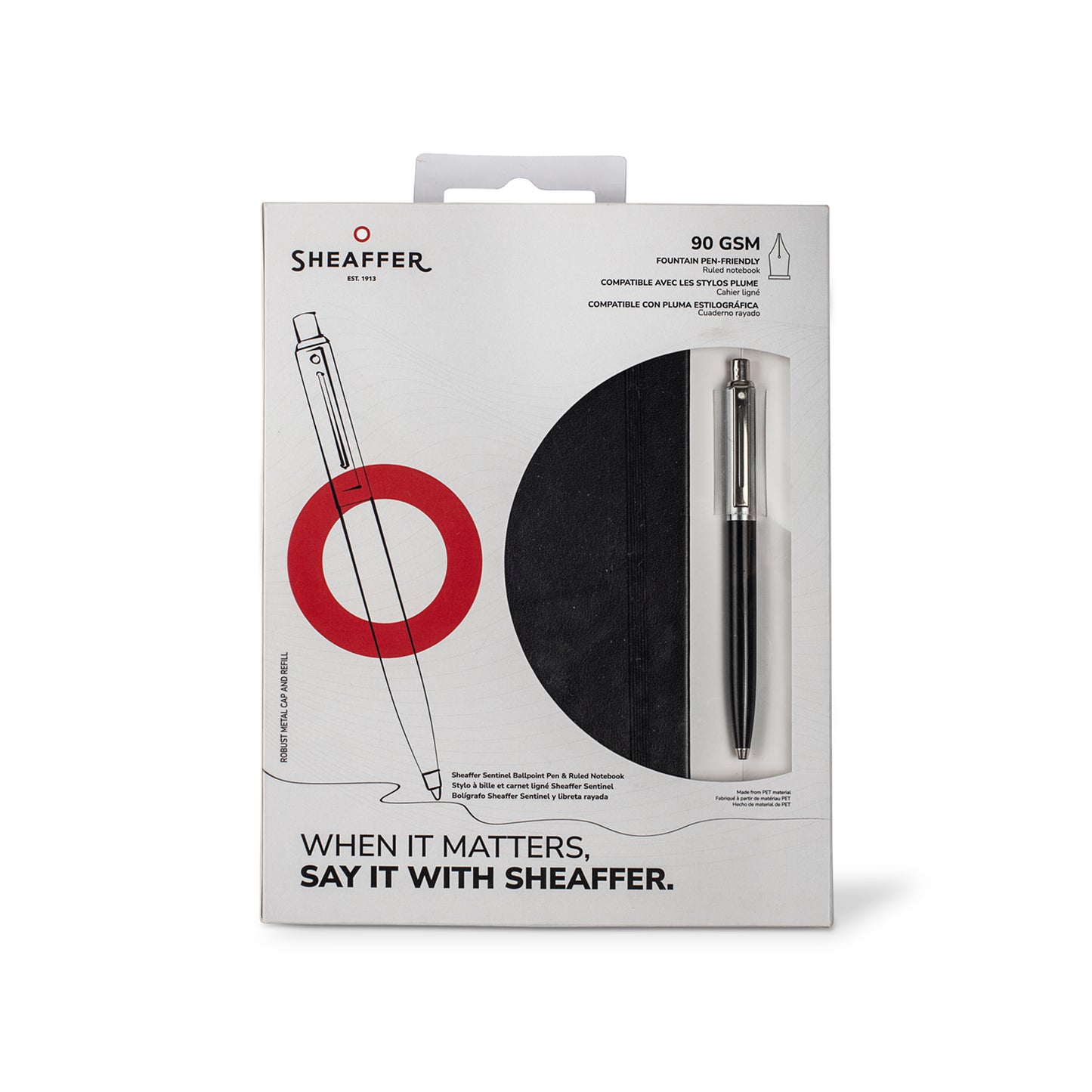 Pen Sheaffer 321 Sentinel Hangsell - Black With Chrome Trim Bp With A5 Notebook