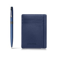 Pen Sheaffer 100 9018 Matt Blue With Black Pvd Trim Bp With Sapphire Night Credit Card Holder (Bl