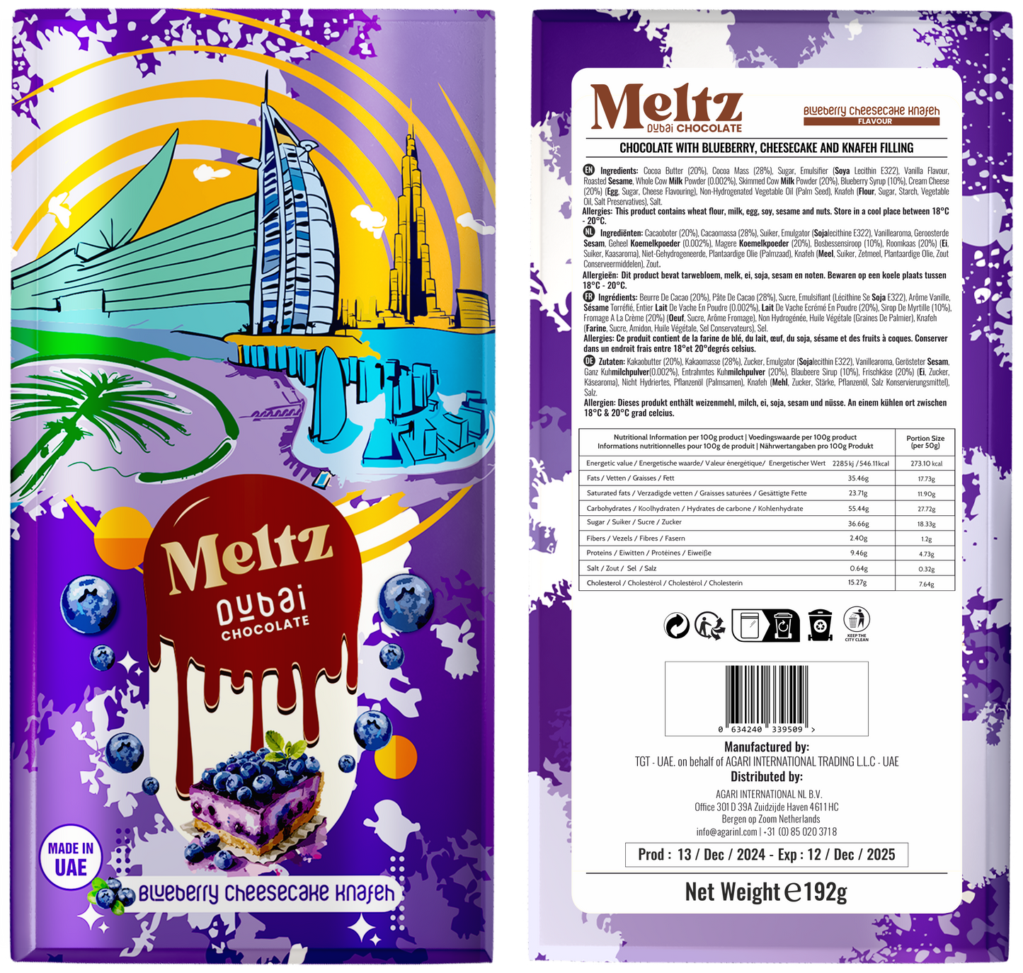 Meltz Dubai Chocolate Blueberry Cheesecake Knafeh 192g