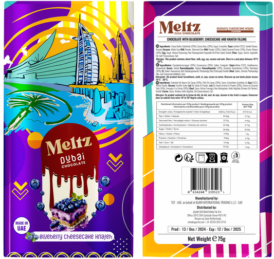 Meltz Dubai Chocolate Blueberry Cheesecake Knafeh 75g