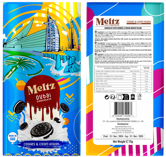 Meltz Dubai Chocolate Cookies & Cream Knafeh 75g