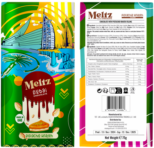 Meltz Dubai Chocolate Pistachio Knafeh 75g