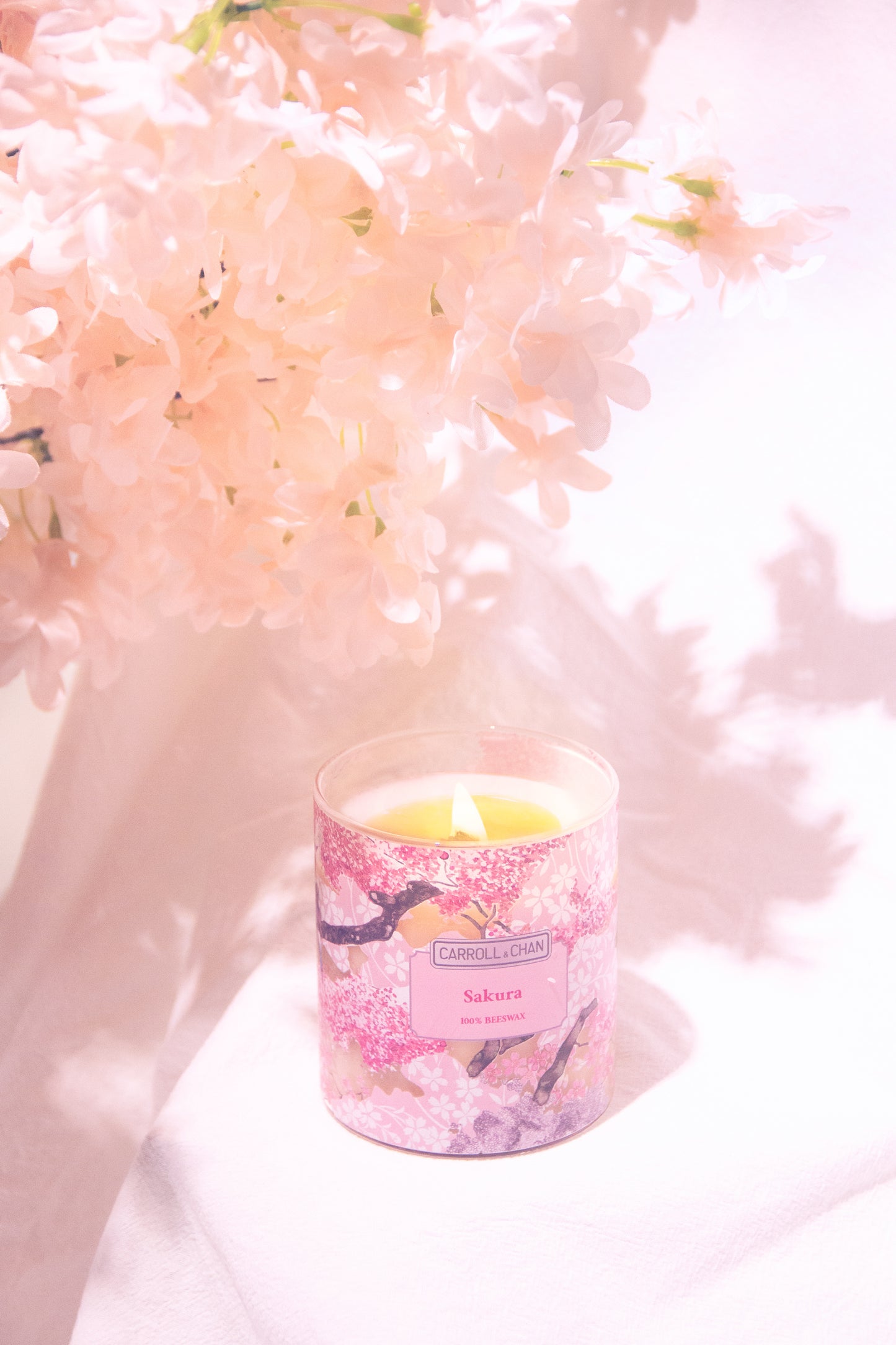شمعة ساكورا اليابانية المصنوعة من شمع العسل بنسبة 100%