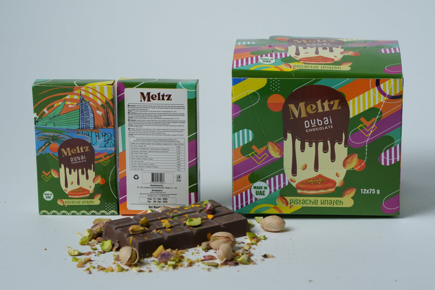 Dubai Chocolate Kunafa Pistachio Milk Chocolate Bar, 192 gm