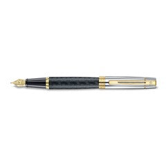 Pen Sheaffer 300 E9347 Engraved Matt Black Barrel And Shiny Chrome Cap, Pvd Gold Trims Fine Fp