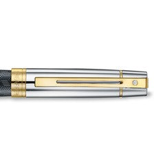 Pen Sheaffer 300 E9347 Engraved Matt Black Barrel And Shiny Chrome Cap, Pvd Gold Trims Fine Fp