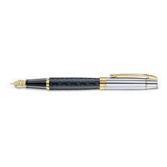 Pen Sheaffer 300 E9347 Engraved Matt Black Barrel And Shiny Chrome Cap, Pvd Gold Trims Fine Fp