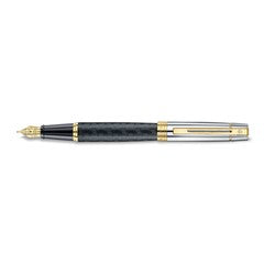 Pen Sheaffer 300 E9347 Engraved Matt Black Barrel And Shiny Chrome Cap, Pvd Gold Trims Medium Fp