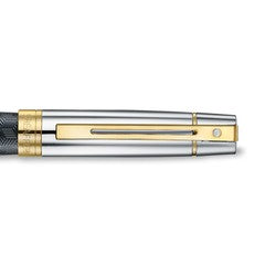 Pen Sheaffer 300 E9347 Engraved Matt Black Barrel And Shiny Chrome Cap, Pvd Gold Trims Medium Fp