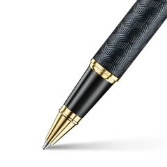 Pen Sheaffer 300 E9347 Engraved Matt Black Barrel And Shiny Chrome Cap,pvd Gold Trims Rb