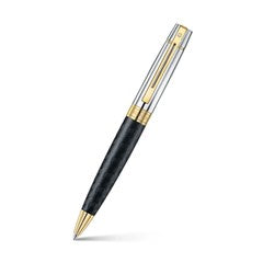 Pen Sheaffer 300 E9347 Engraved Matt Black Barrel And Shiny Chrome Cap,pvd Gold Trims Bp