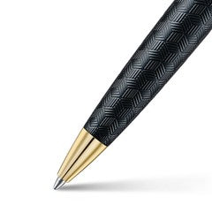 Pen Sheaffer 300 E9347 Engraved Matt Black Barrel And Shiny Chrome Cap,pvd Gold Trims Bp