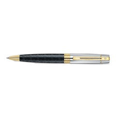 Pen Sheaffer 300 E9347 Engraved Matt Black Barrel And Shiny Chrome Cap,pvd Gold Trims Bp