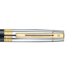Pen Sheaffer 300 E9347 Engraved Matt Black Barrel And Shiny Chrome Cap,pvd Gold Trims Bp