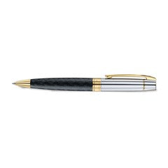 Pen Sheaffer 300 E9347 Engraved Matt Black Barrel And Shiny Chrome Cap,pvd Gold Trims Bp