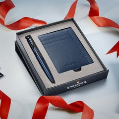 Pen Sheaffer 100 9018 Matt Blue With Black Pvd Trim Bp With Sapphire Night Credit Card Holder (Bl