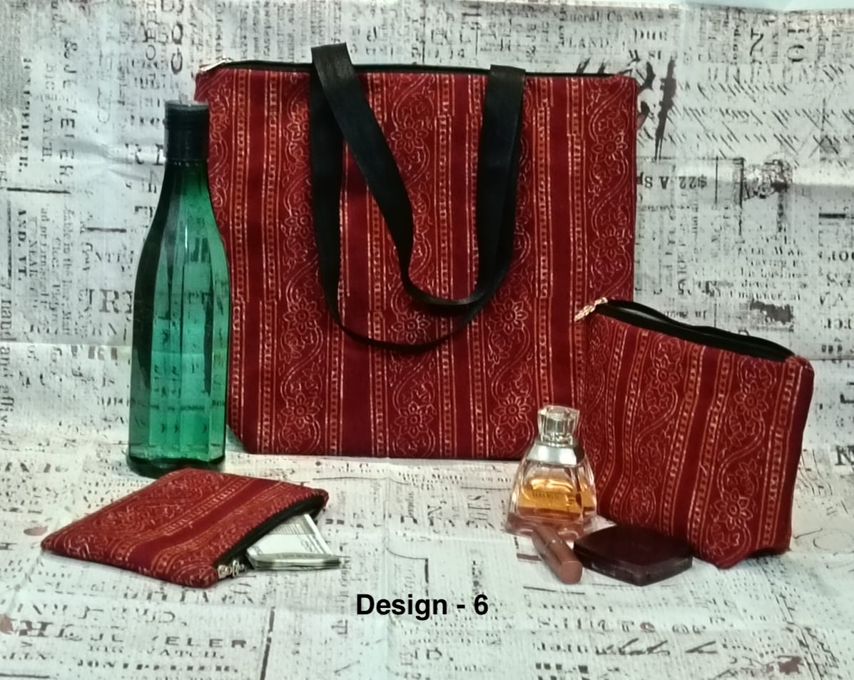 Ethnic Krisved Sustainable Tote Bag Set - Block Prints